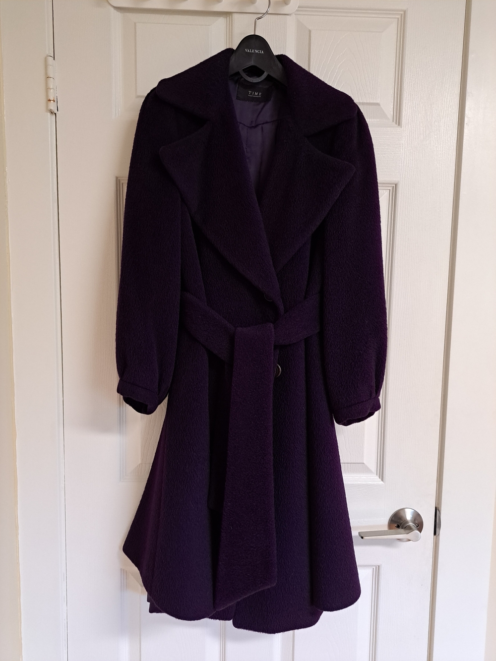 Women's Purple Belted Wool Coat